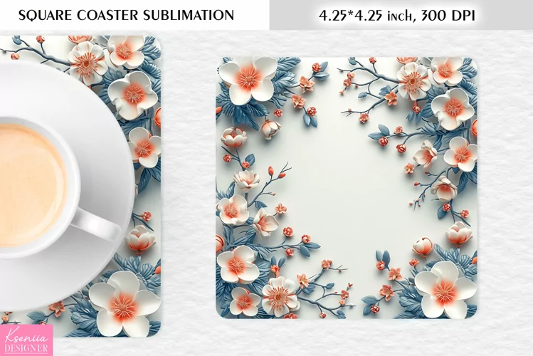 Wild Flowers|Mothers Day Square Coaster Design