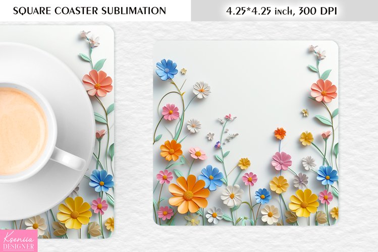 Wild Flowers|Mothers Day Square Coaster Design