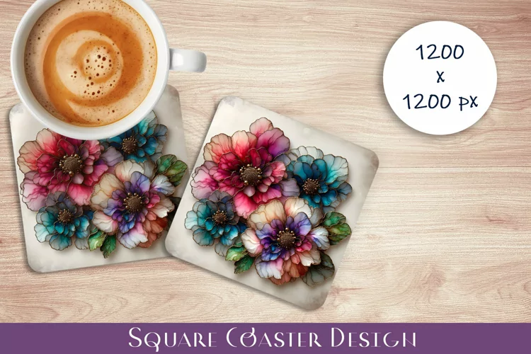 Flowers Coaster Sublimation. 3D Flowers Coaster Design
