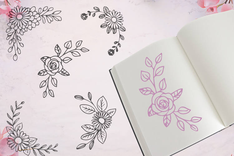 Flower Corner Ornaments SVG