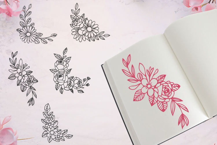 Flower Corner Ornaments SVG