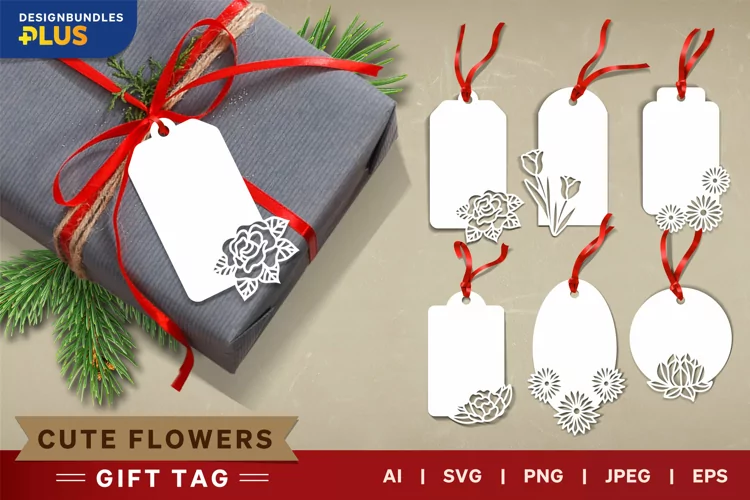 Beautiful Flower Gift Tag SVG Paper Cutting Set