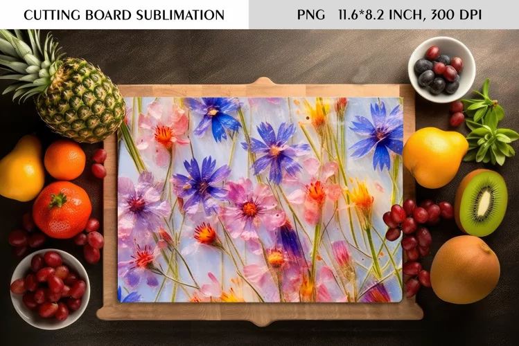 Summer Wild Flowers Design|Cutting Board Sublimation