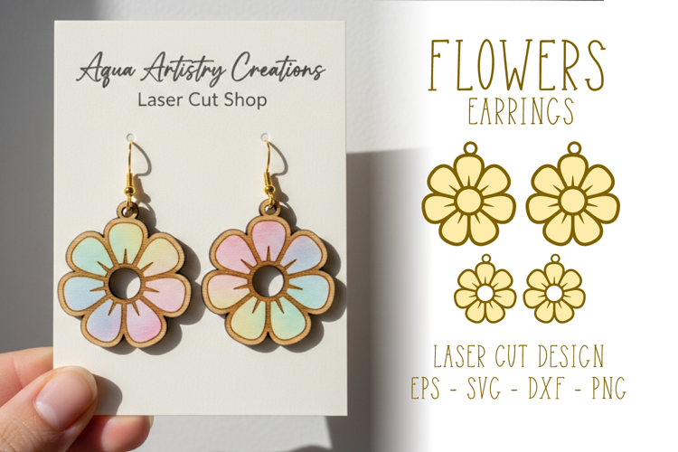 Flower Earrings Laser Cut SVG