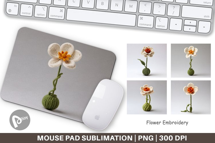 Mouse Pad Flower Embroidery example image 1