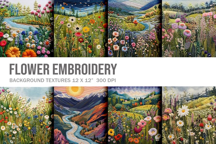 3D Flower Embroidery Flower View Craft Art Background_E example image 1