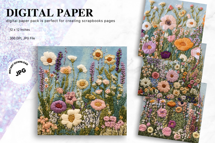 Flower Embroidery Flower Wool Craft Background Wallpaper_1