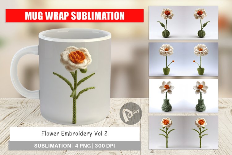 Mug Wrap Design Flower Embroidery
