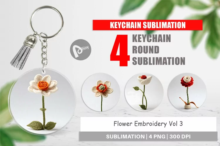 Keychain Flower Embroidery
