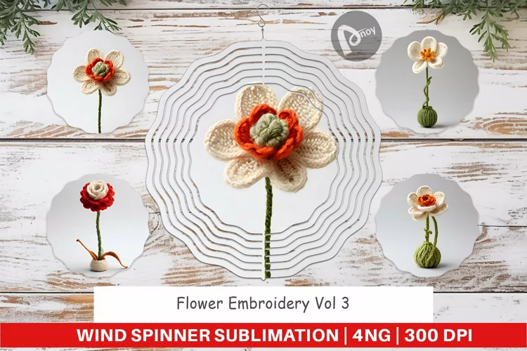 Wind Spinner Flower Embroidery