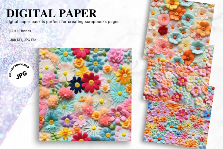 Flower Embroidery Flower Wool Craft Background Wallpaper_2