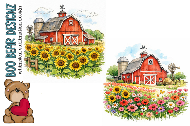 Whimsical Field of Flowers, Farm clipart
