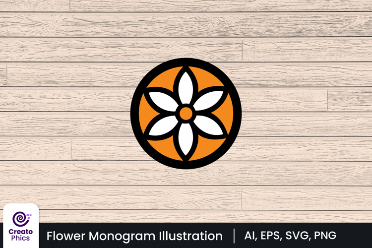 flower monogram vector illustration | circular floral sign
