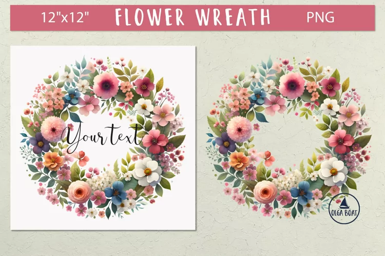 Flower frame | Floral wreath clipart| Watercolor wreath png