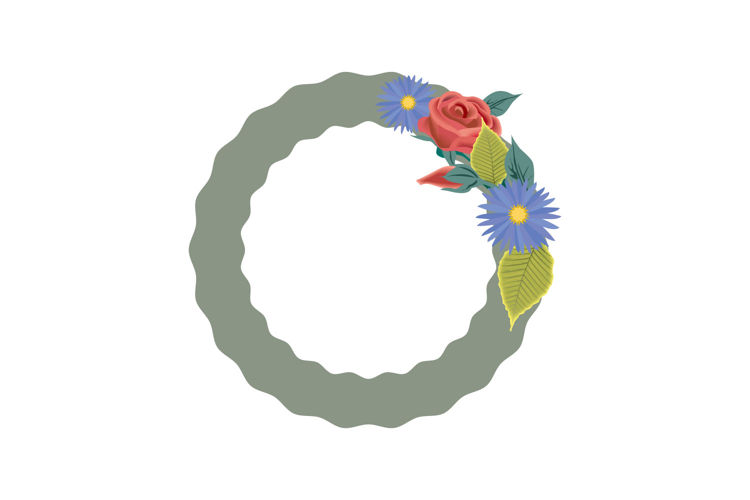 Flower geometric frame ornament isolated