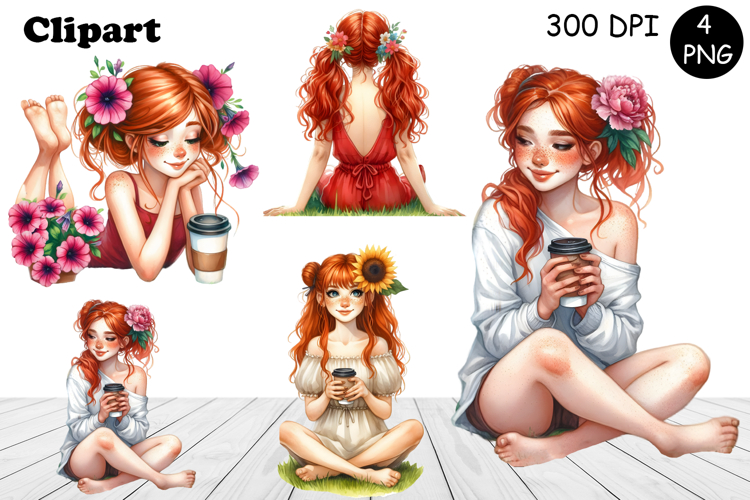 Flowers Girl Clipart, Summer PNG Sublimation