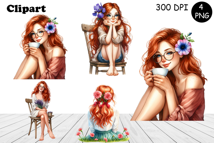 Flowers Girl Clipart, Summer PNG Sublimation
