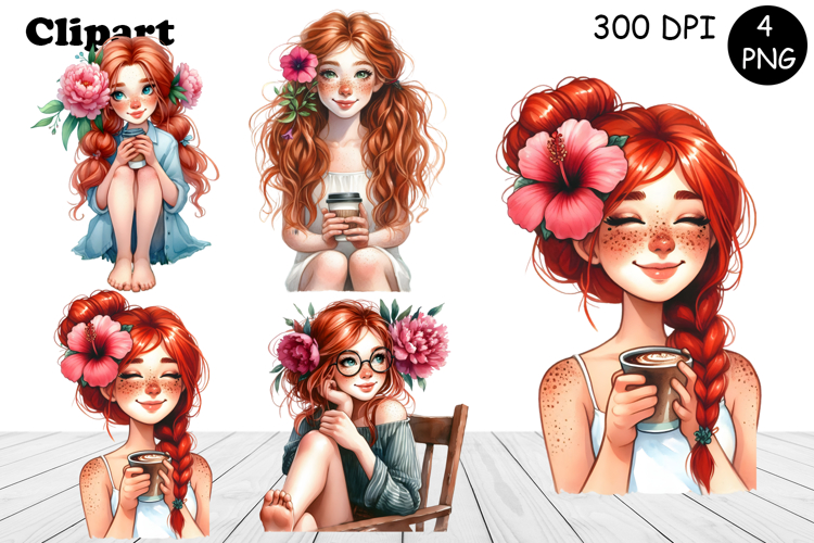 Flowers Girl Clipart, Summer PNG Sublimation
