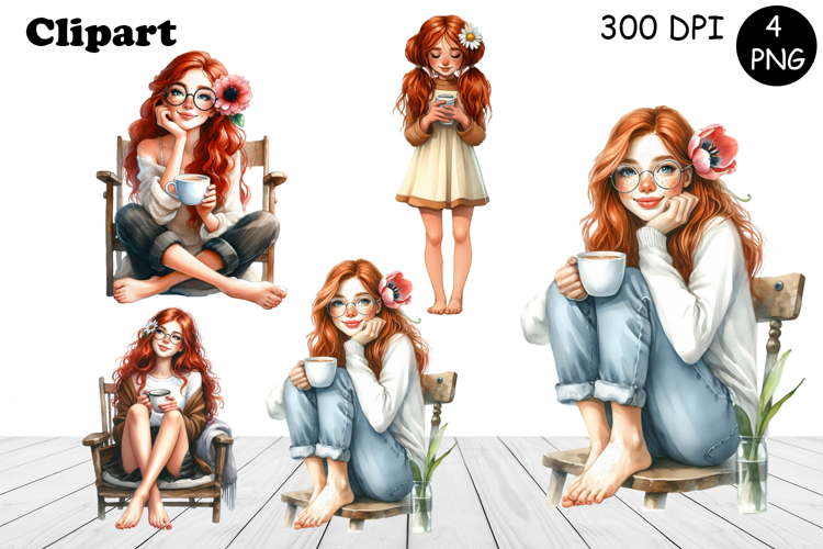 Flowers Girl Clipart, Summer PNG Sublimation