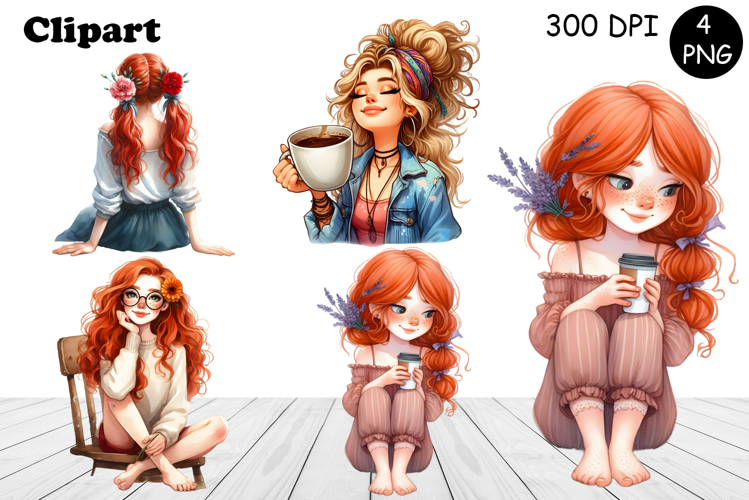 Flowers Girl Clipart, Summer PNG Sublimation