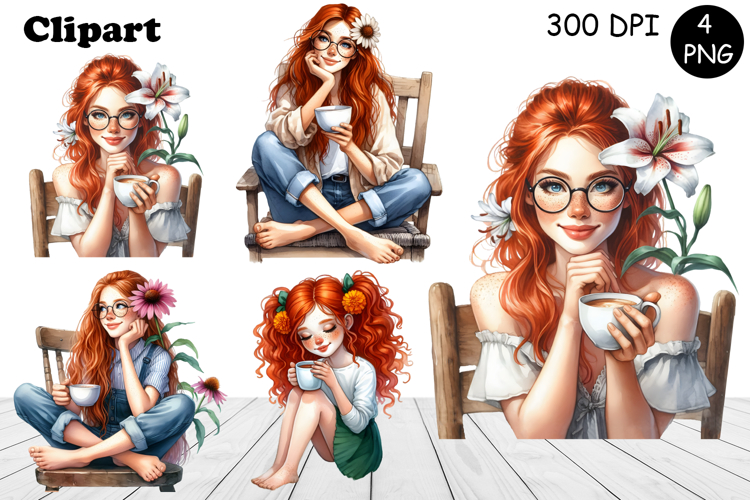 Flowers Girl Clipart, Summer PNG Sublimation