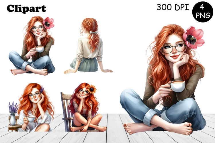 Flowers Girl Clipart, Summer PNG Sublimation