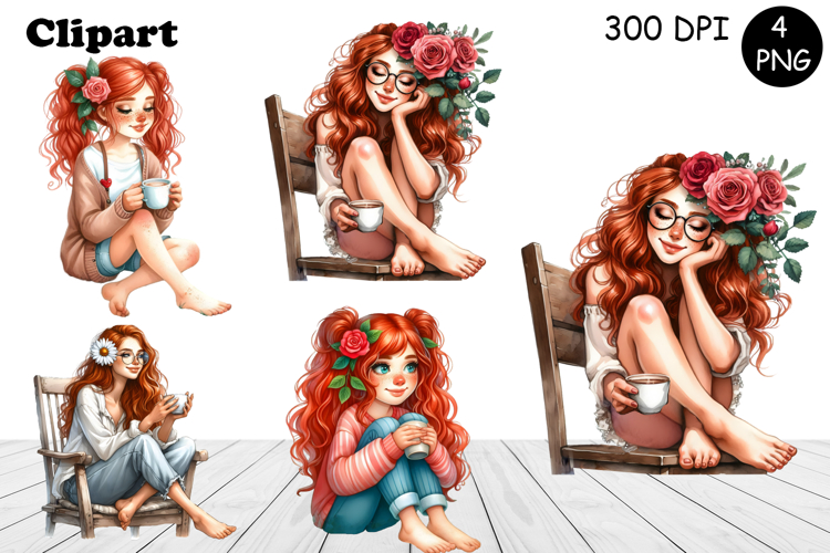 Flowers Girl Clipart, Summer PNG Sublimation