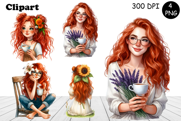 Flowers Girl Clipart, Summer PNG Sublimation