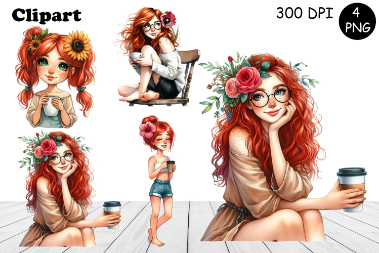 Flowers Girl Clipart, Summer PNG Sublimation