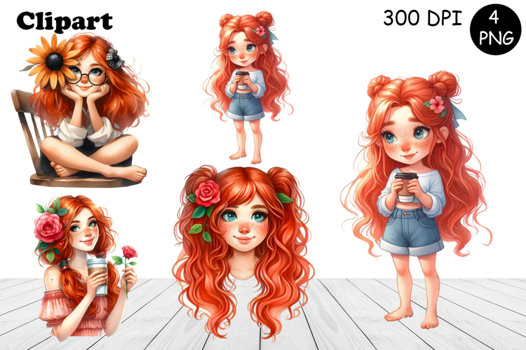 Flowers Girl Clipart, Summer PNG Sublimation