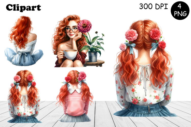 Flowers Girl Clipart, Summer PNG Sublimation