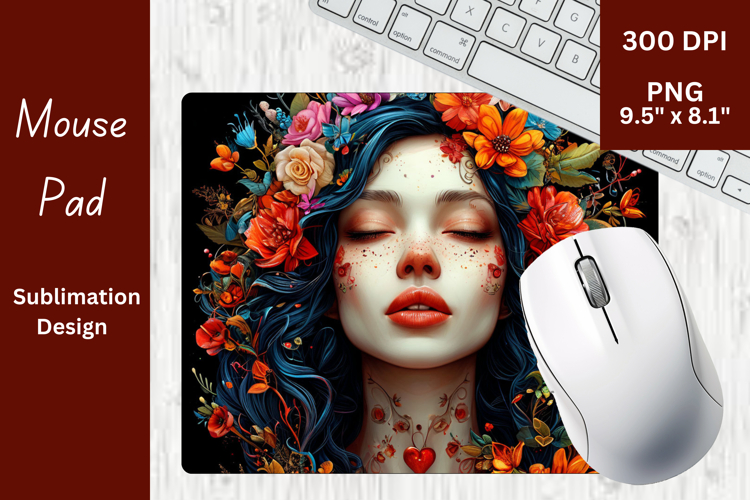 Woman’s Head with Flowers Sublimation PNG 3