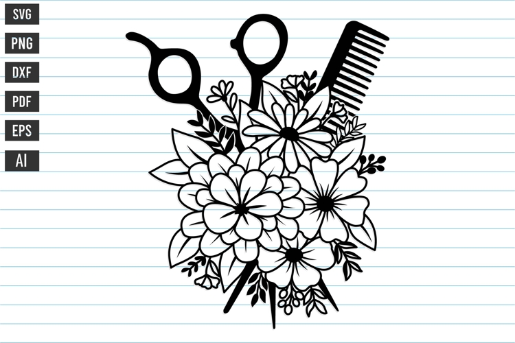 Floral Hairstylist Svg, Hairdresser Svg, Flower Salon Svg