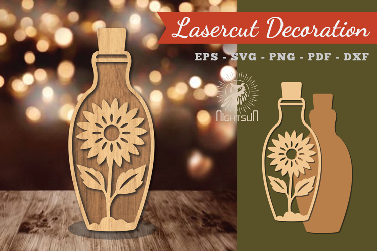 Flower in Bottle Laser Cut Decoration