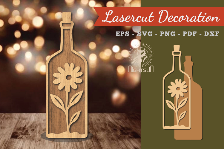 Flower in Bottle Laser Cut Decoration