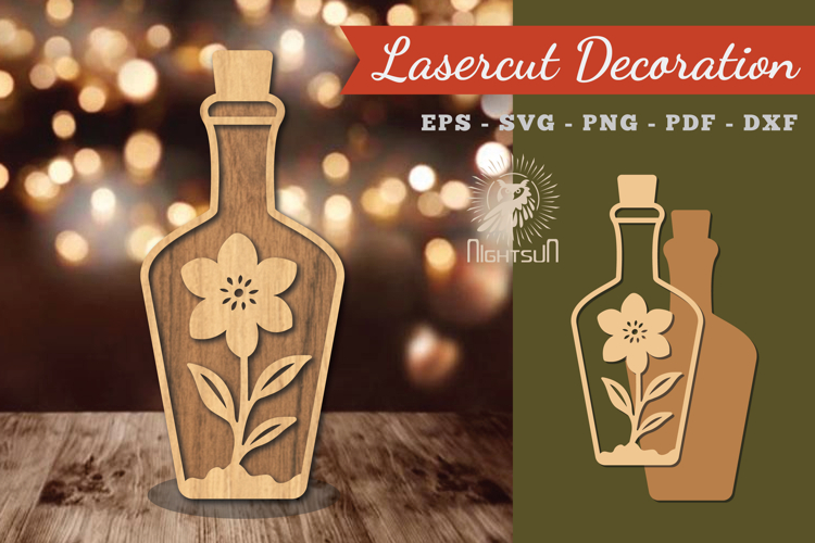 Flower in Bottle Laser Cut Decoration