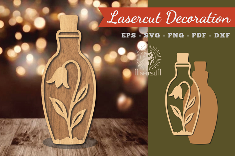Flower in Bottle Laser Cut Decoration