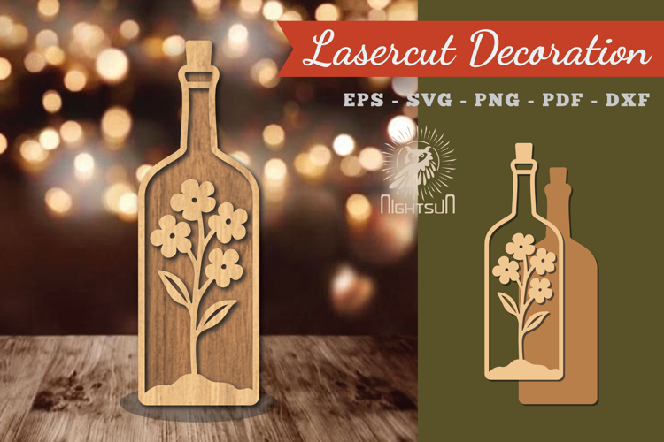 Flower in Bottle Laser Cut Decoration