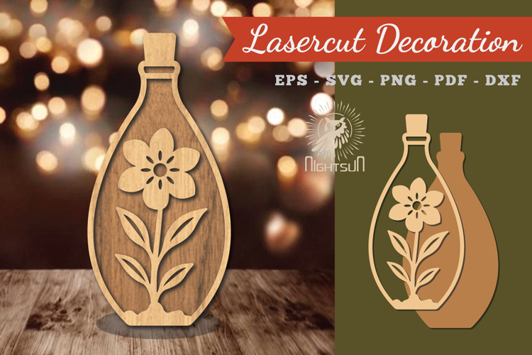 Flower in Bottle Laser Cut Decoration