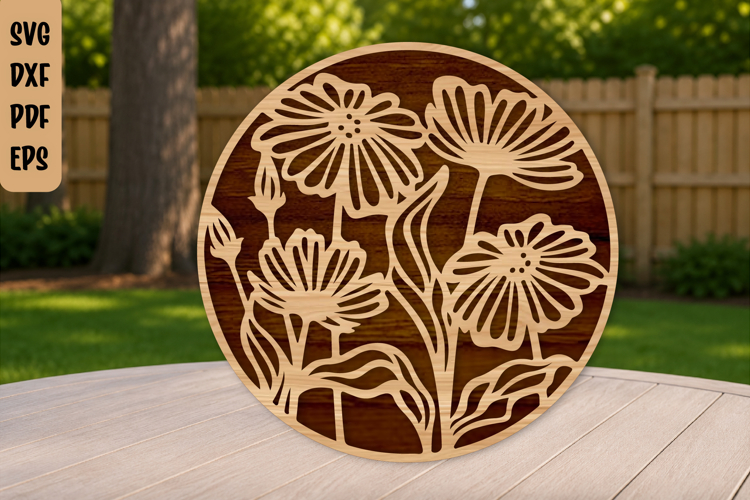 Flower Laser Cut File | Floral Wall Art SVG