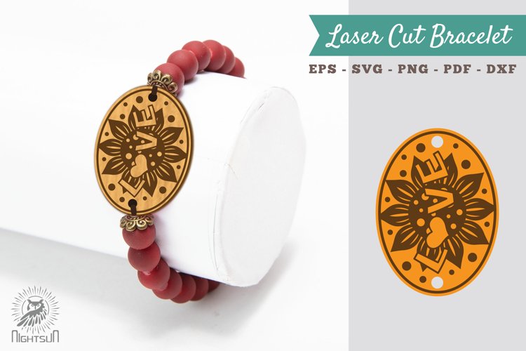 Flower Love Laser Cut Bracelet SVG 2 example image 1