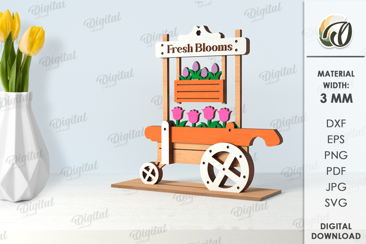 3D Flower Market Standing Decor Laser Cut. Mother's Day SVG