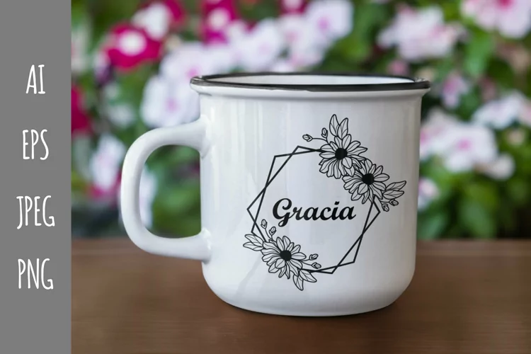 Geometric Floral Frame with a Space for Custom Text Monogram