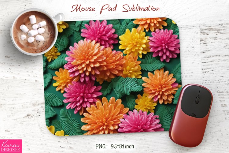 Bright Meadow Flowers Design|Flower Mouse Pad Sublimation