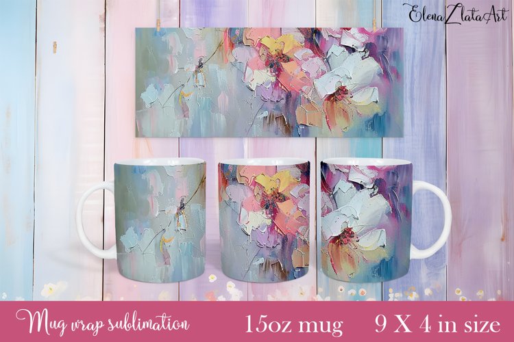 Flowers Mug Sublimation, Floral Design Mug example image 1