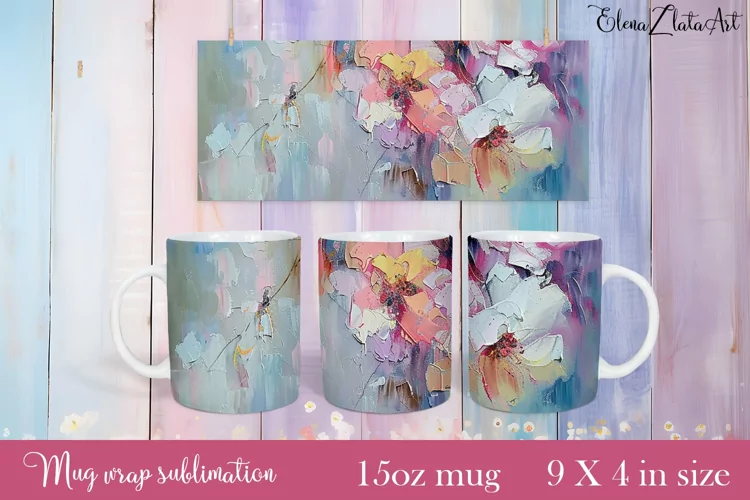 Flowers Mug Sublimation, Floral Design Mug
