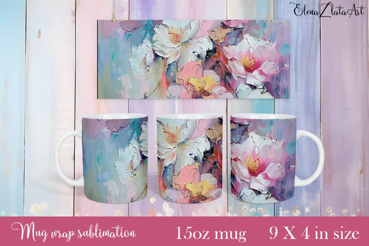 Flowers Mug Sublimation, Floral Design Mug