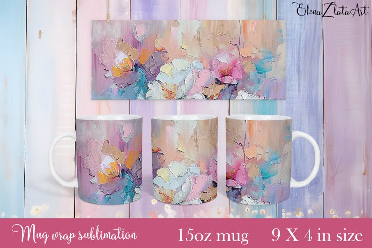 Flowers Mug Sublimation, Floral Design Mug example image 1
