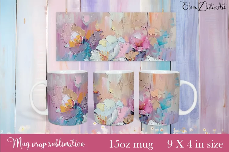 Flowers Mug Sublimation, Floral Design Mug