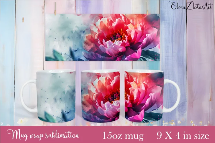 Flowers Mug Sublimation, Floral Design Mug